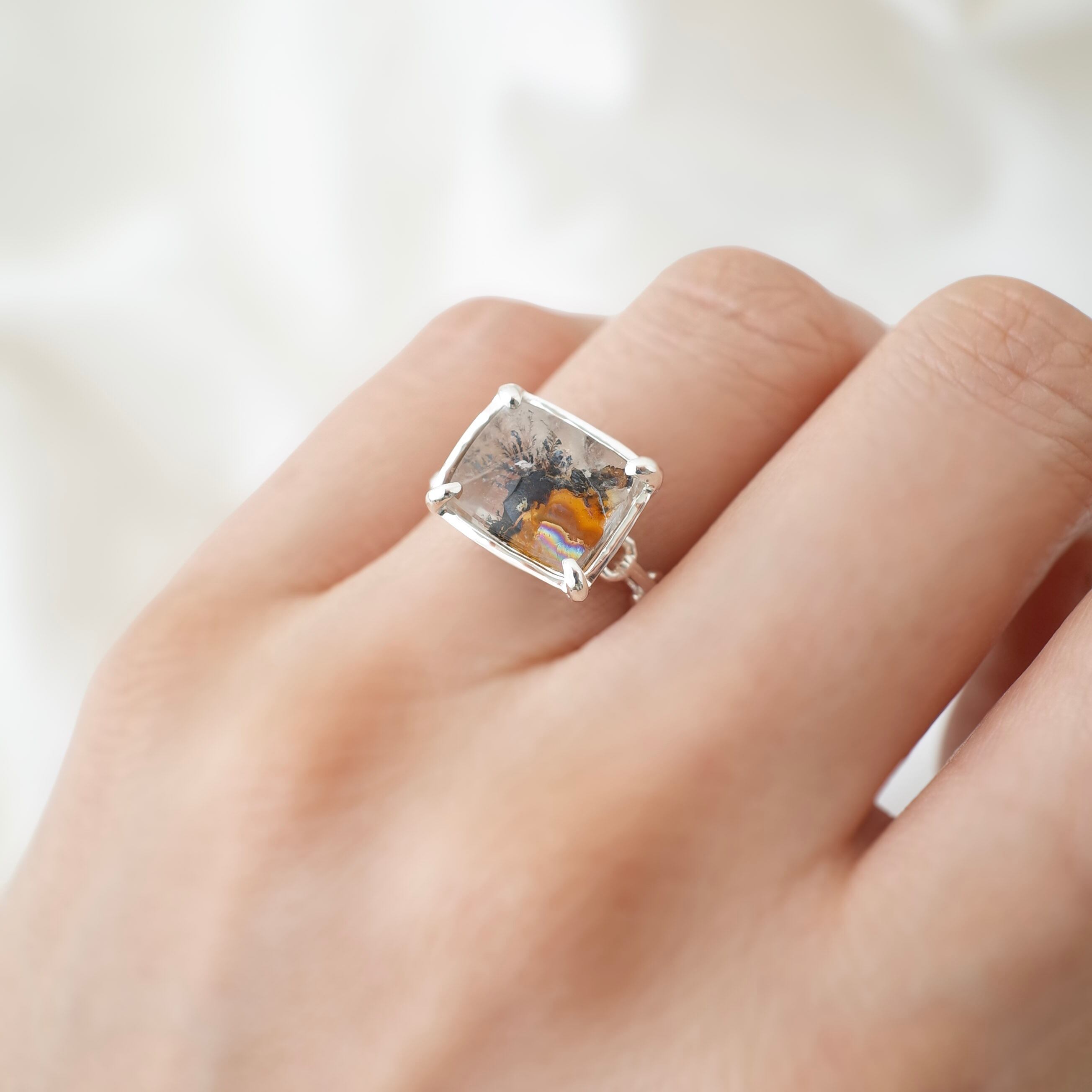 デンドリティッククォーツ チェーンring / Silver | DoubleMoon jewelry