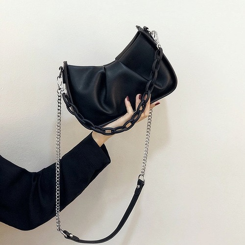 faux leather gather bag / l0695
