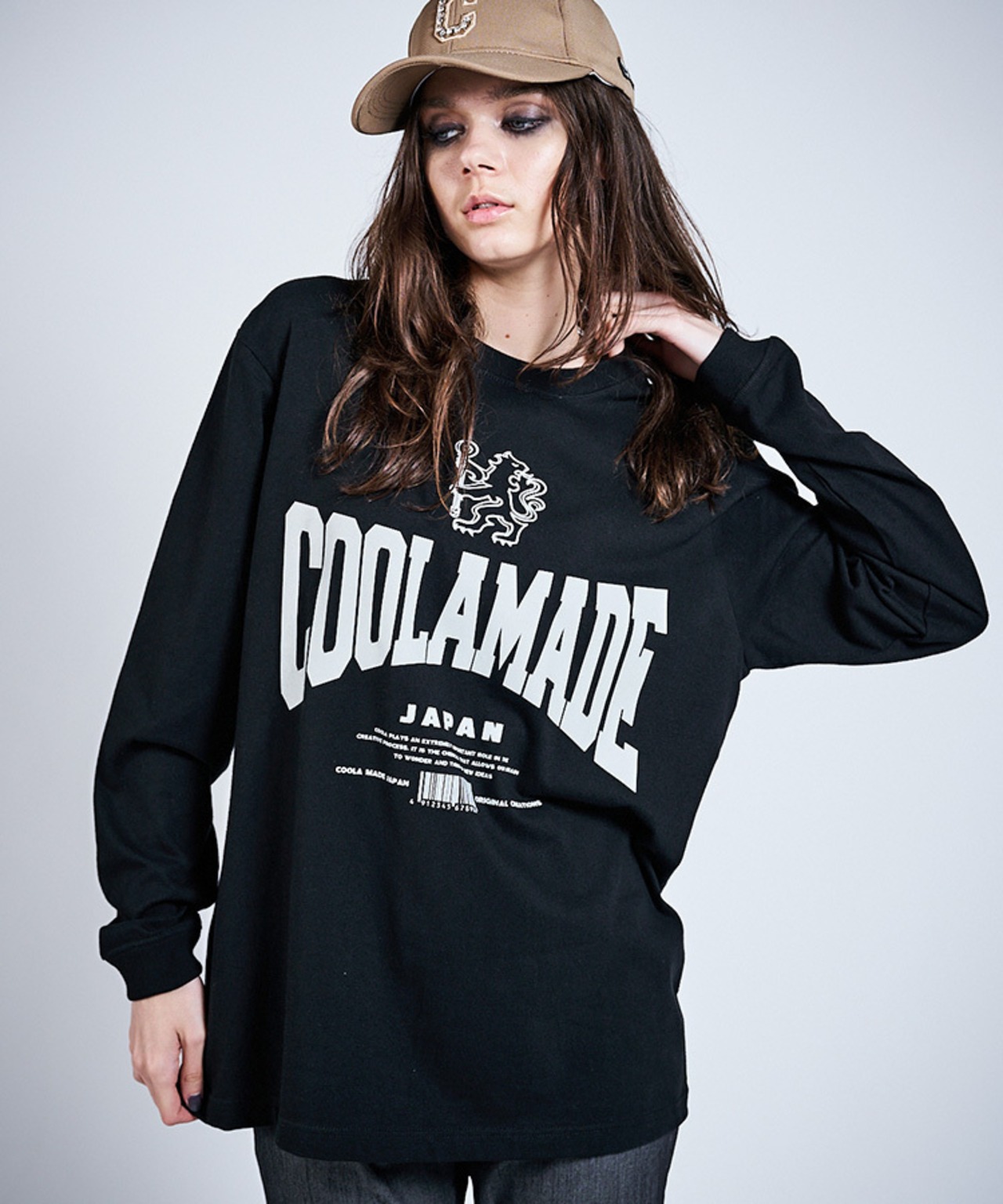 COOLAアングルロゴルーズロングスリーブTシャツ (BLACK)　CQ-47009