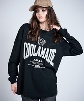 COOLAアングルロゴルーズロングスリーブTシャツ (BLACK)　CQ-47009