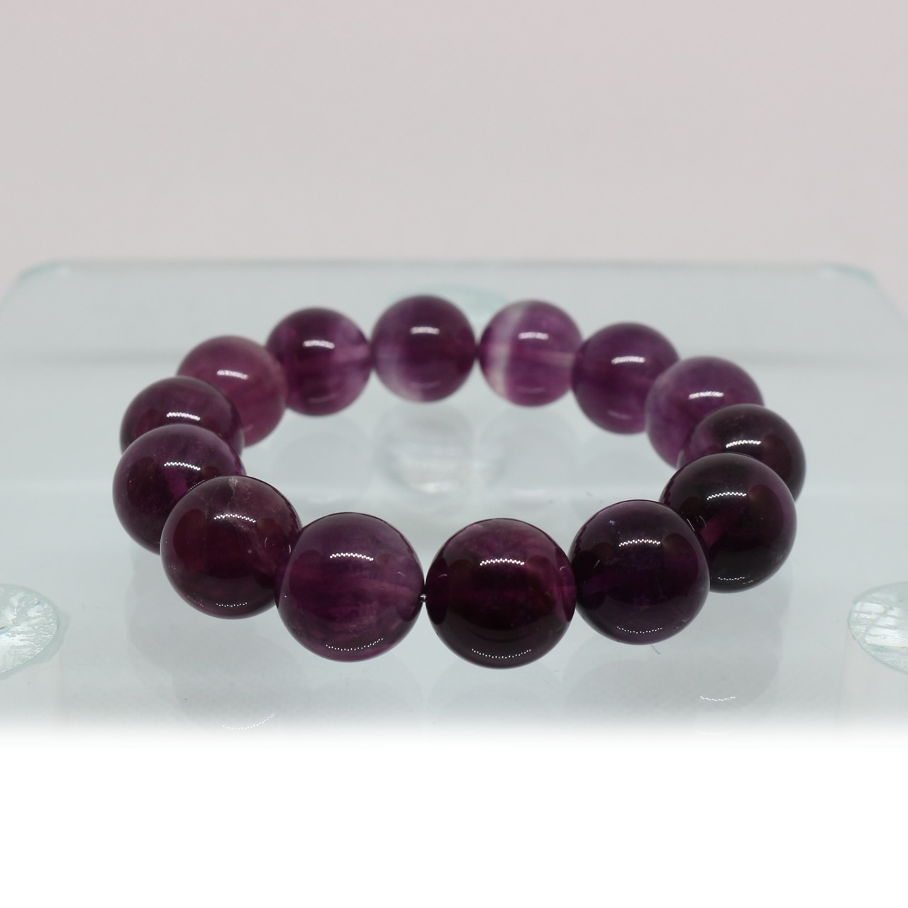 パープルフローライト　一連　ブレスレット　15mm　0118002802・画像4