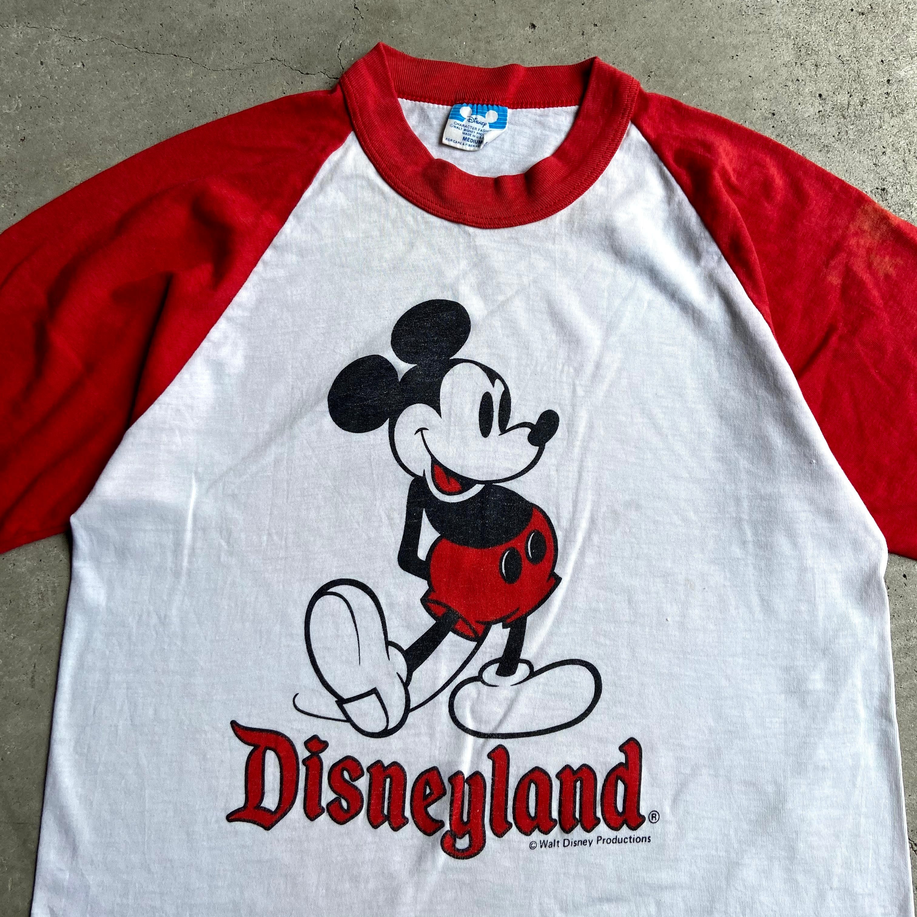 80年代 Disney ディズニー ミッキーマウス キャラクタープリント ラグランTシャツ メンズM レディースL相当 古着 80s ヴィンテージ  ビンテージ Mickey Mouse レッド ホワイト 赤色 白【Tシャツ】【SA21075】 | cave 古着屋【公式】古着通販サイト