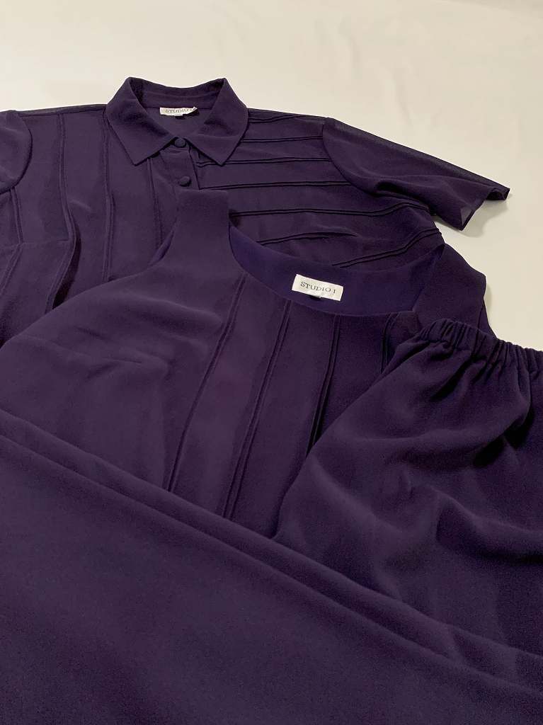 1990's Sheer Fabric Solid Color Switched Design 3PC Set-Up