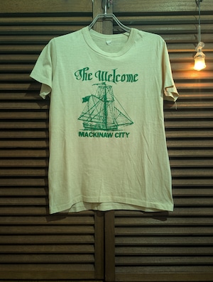 80-90s USA MACKINAWCITY T-Shirt Beige