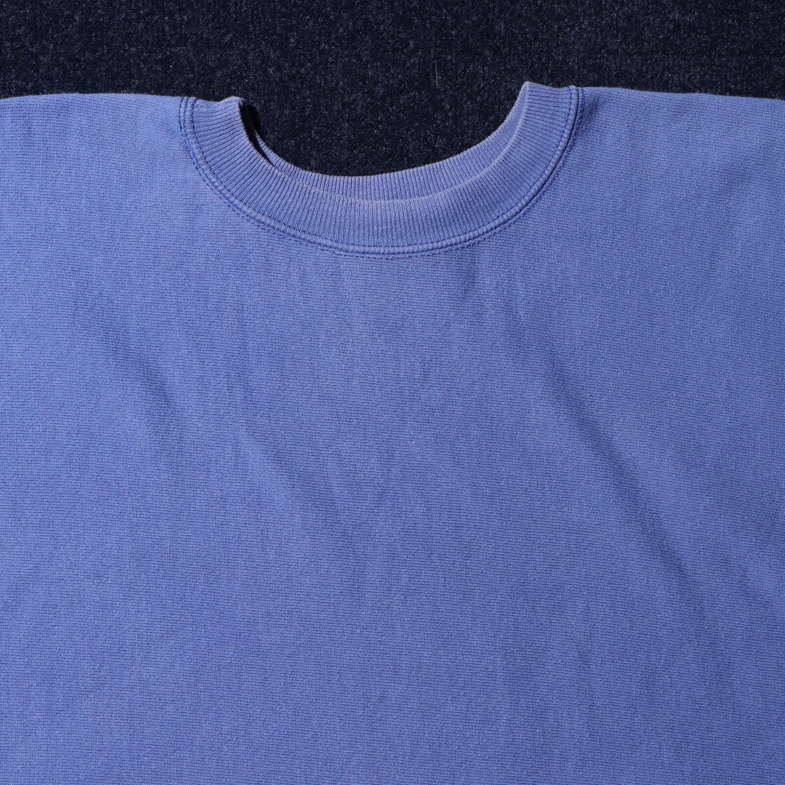 美品 XL 目無し無地 ブルー 青 90s リバースウィーブ チャンピオン  