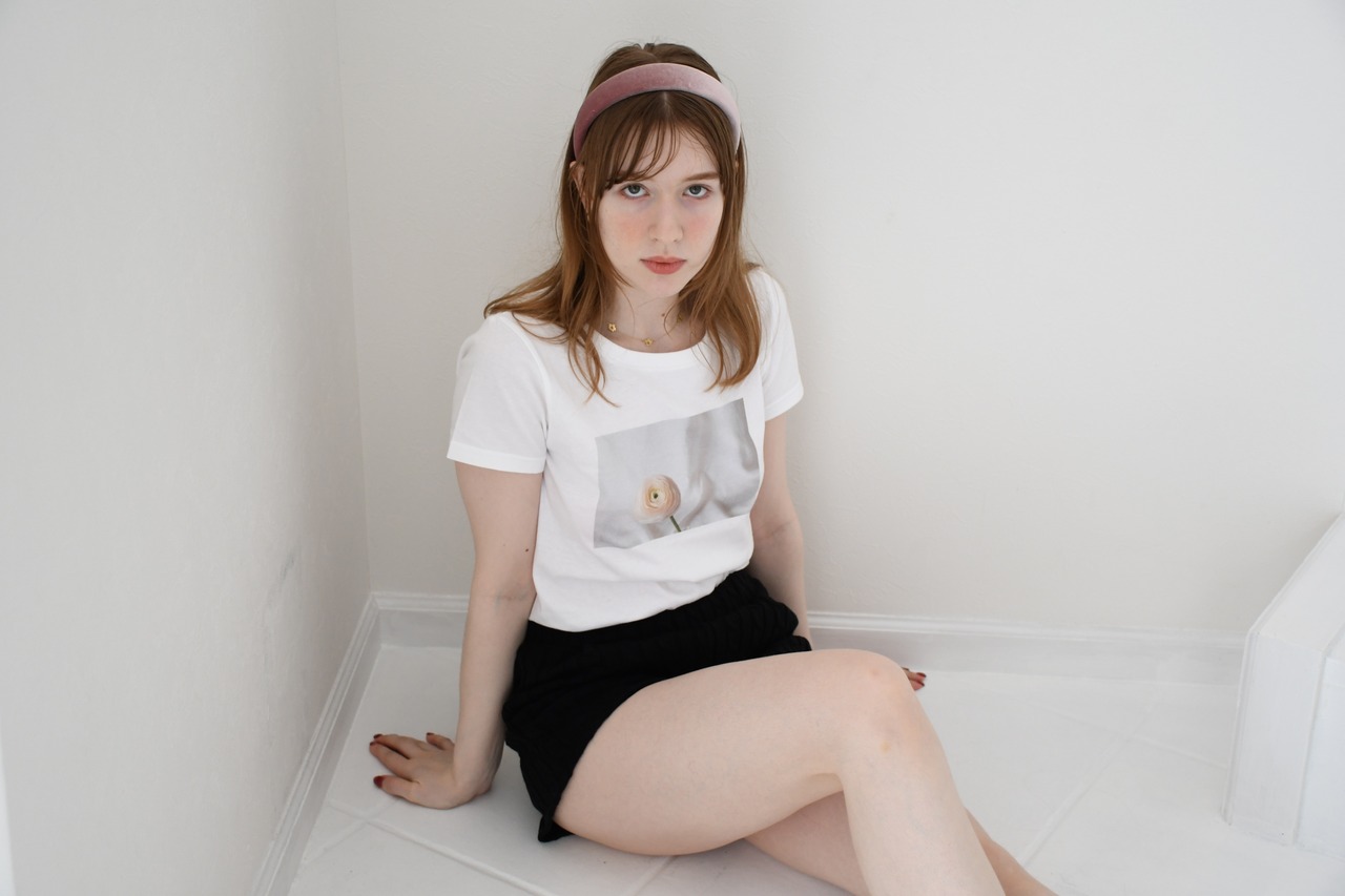 white flower T-shirt
