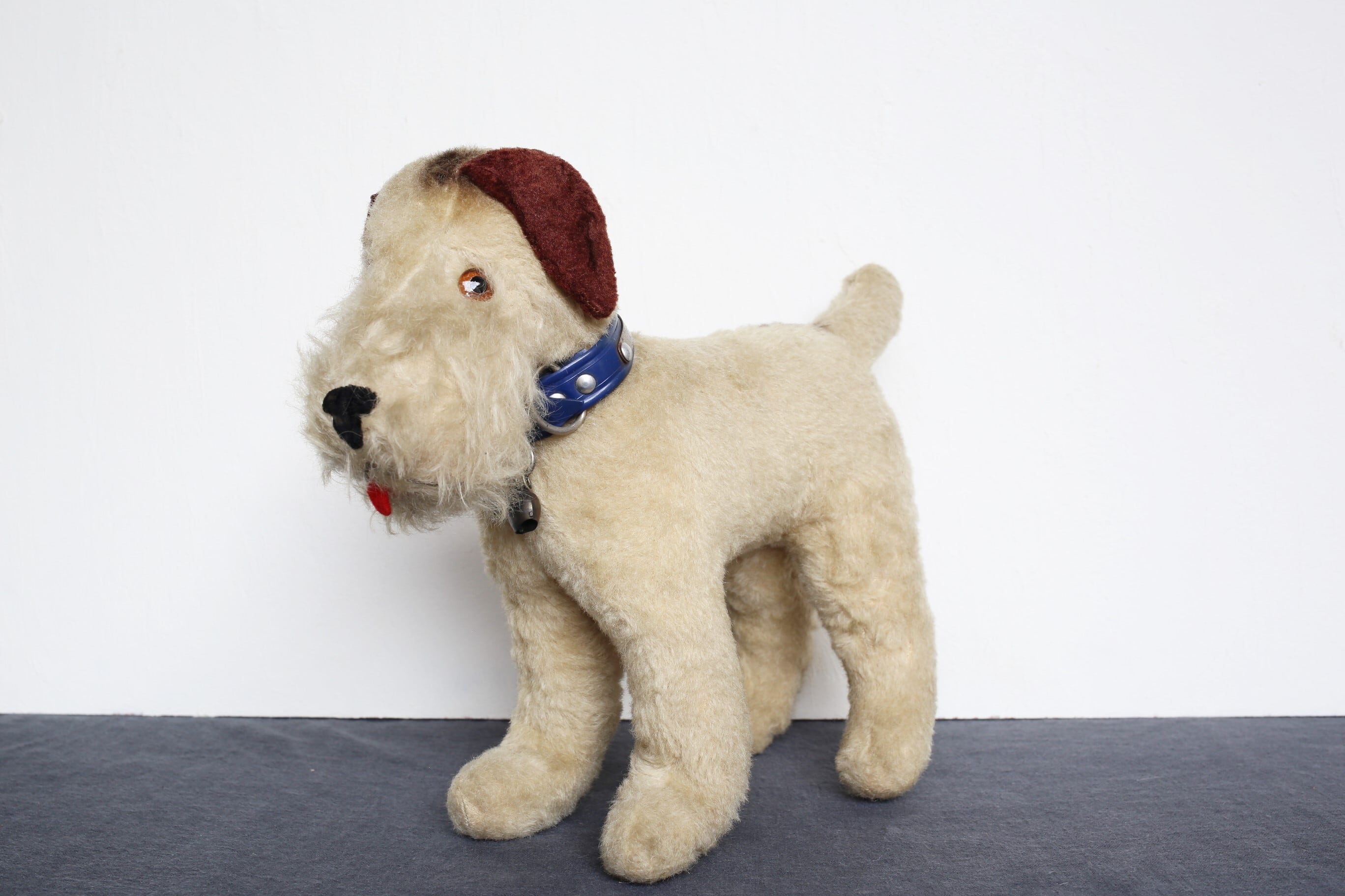 フランス アンティーク ヴィンテージ 犬のぬいぐるみ 鈴付き テリア N