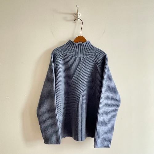 C11598　Rocky Merino Wool 畦編みMockneck Sweater