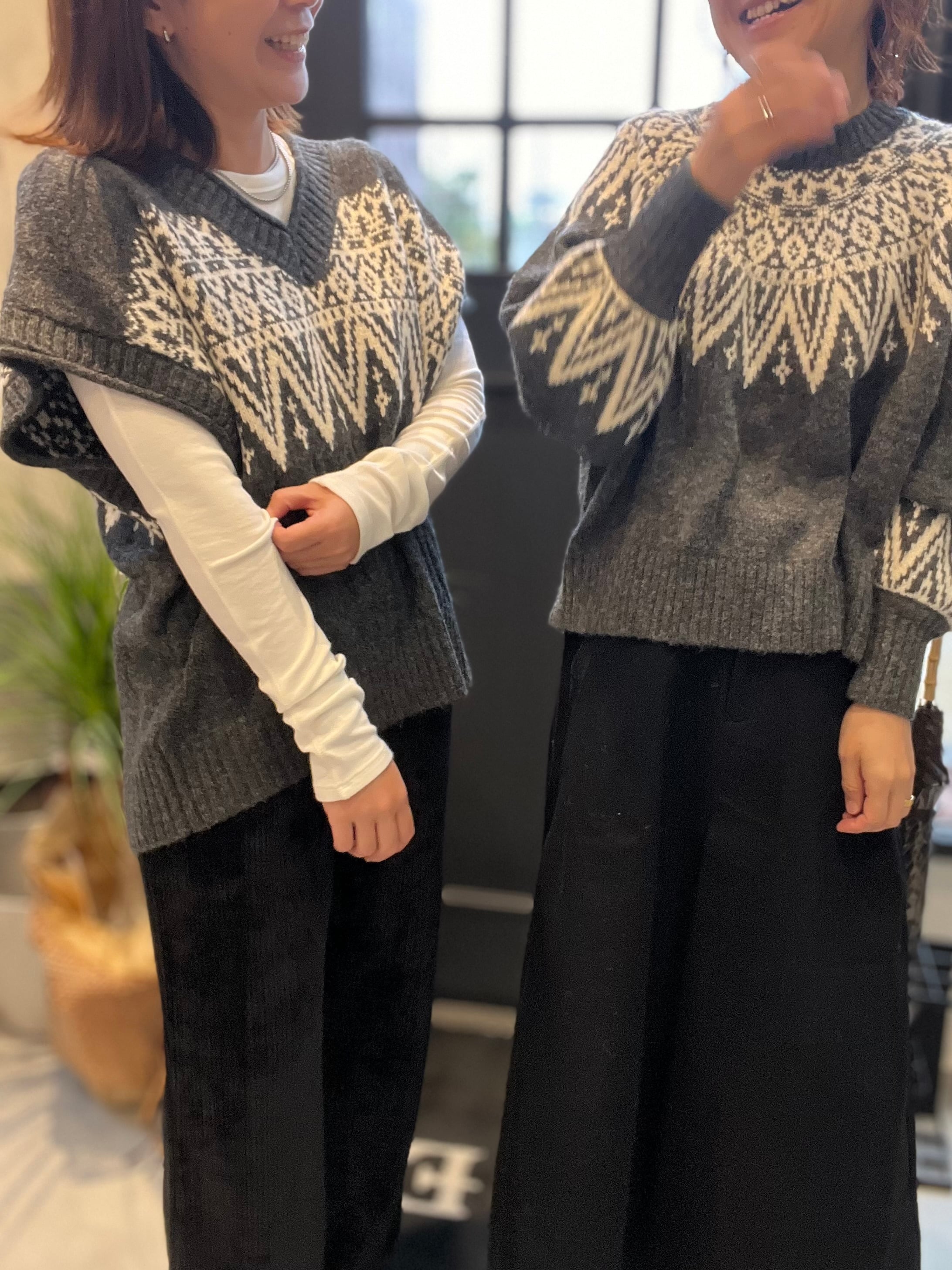 【SELECT】フェアアイル柄ワイドベスト 39-0422