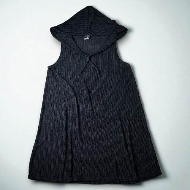 Vintage sleeveless mesh long hoodie "made in USA"