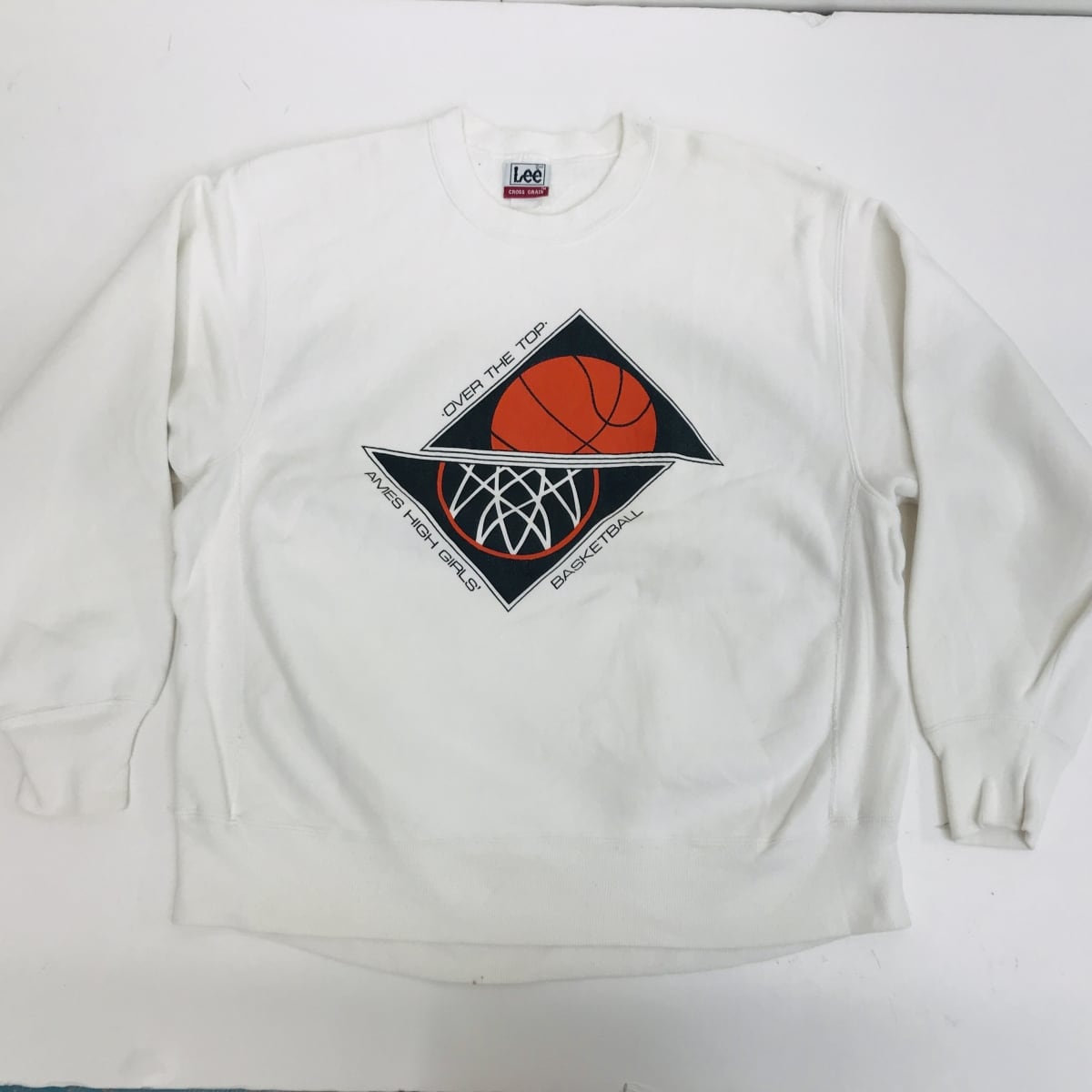 LEE CROSS GRAIN 90年代 USA製 リバースウィーブタイプ ヘビーウェイトコットン バスケットボールチームプリント スウェット  ホワイト XL 長袖