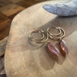 【New】Pink Epidote＊Double hoop/14K Goldfilled