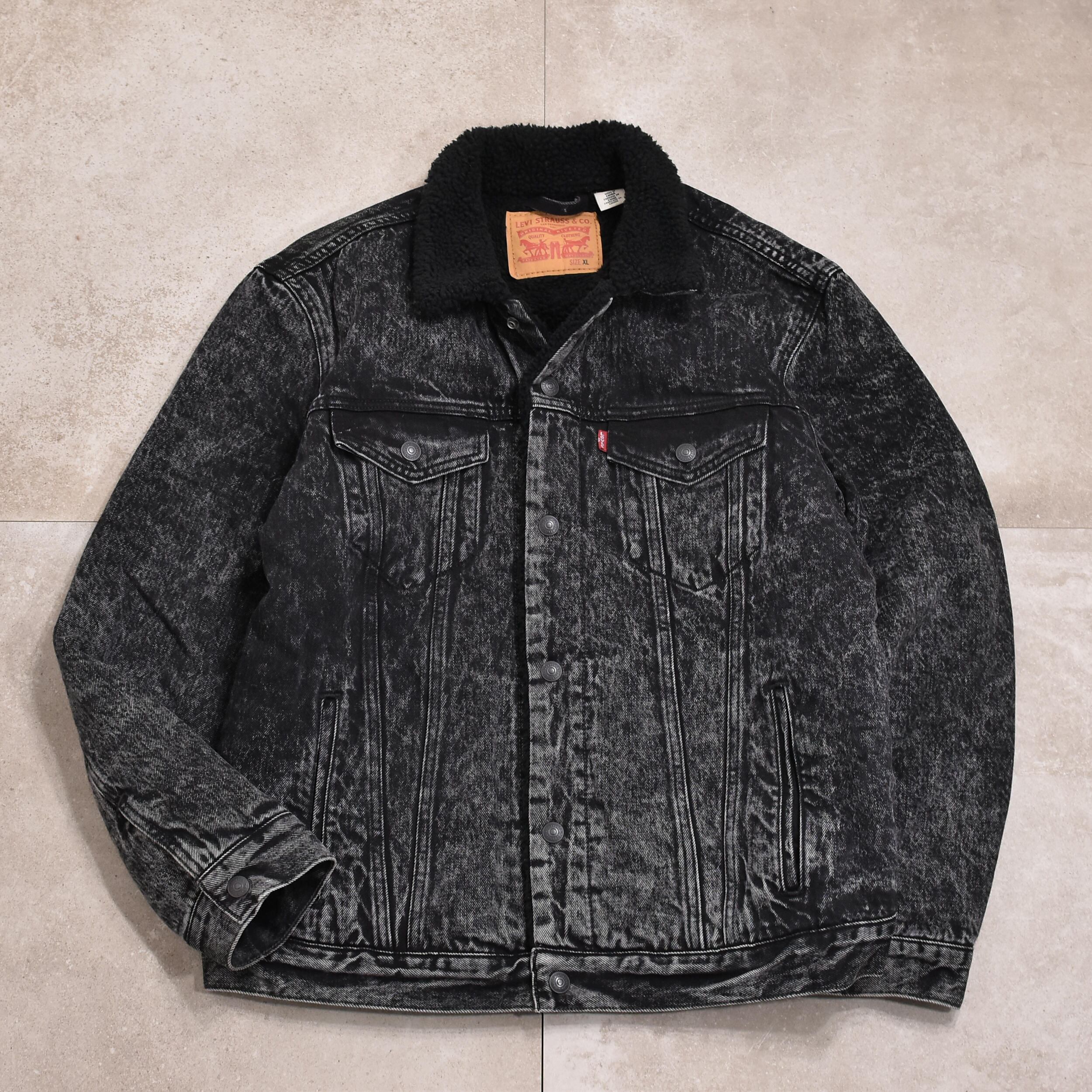 Vintage Levi’s acid black boa jacket 00s Levi's black denim boa jkt | 古着屋 grin days memory 【公式