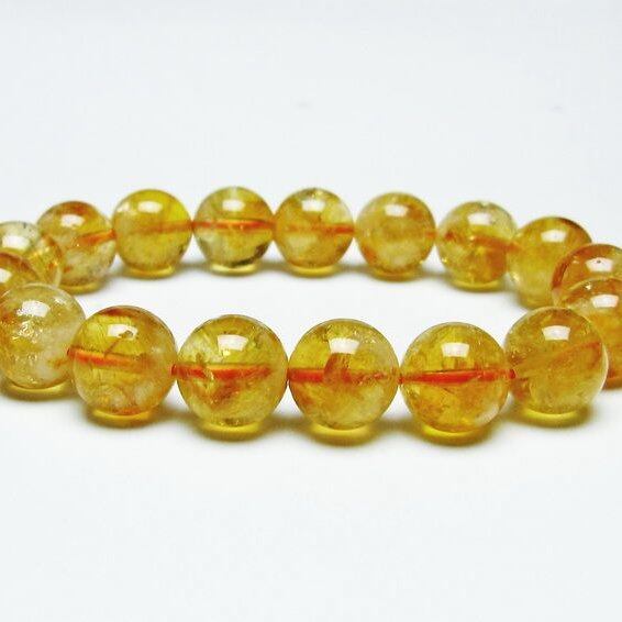 シトリンクォーツ ブレスレット 虹入り 12mm シトリン ブレス 一点物 メール便可 [M便 1/10] 111-46125