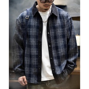 レトロチェック柄 ルーズ長袖シャツジャケット 2カラー 10798