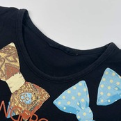 INGEBORG インゲボルグ リボン柄 長袖 Tシャツ カットソー/ブラック レディース