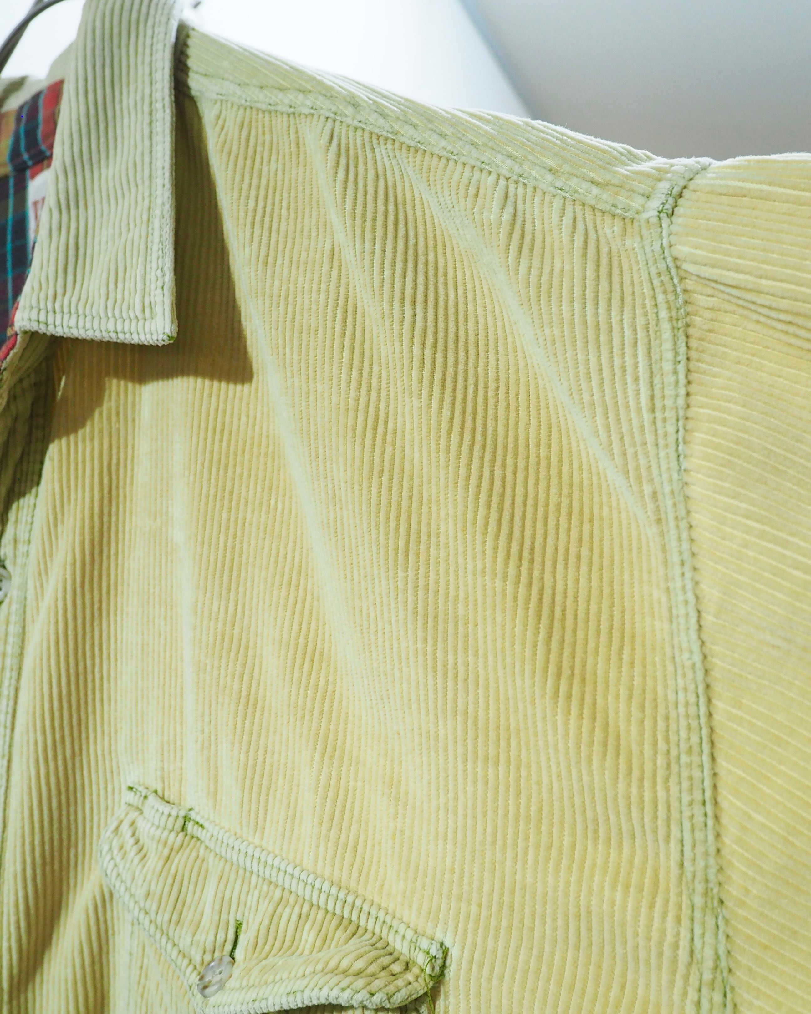 1990s " Trans position " Pale Lemon Color vintage loose Corduroy shirt