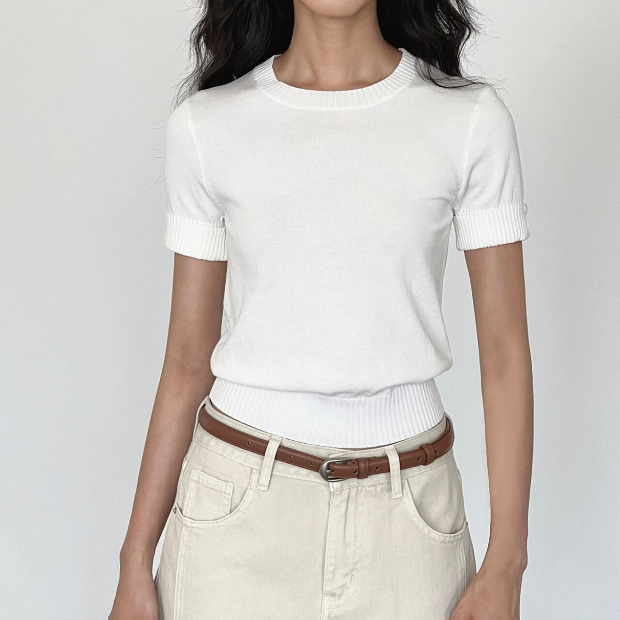 クロップドカジュアルサマーニット(2color) CS3309