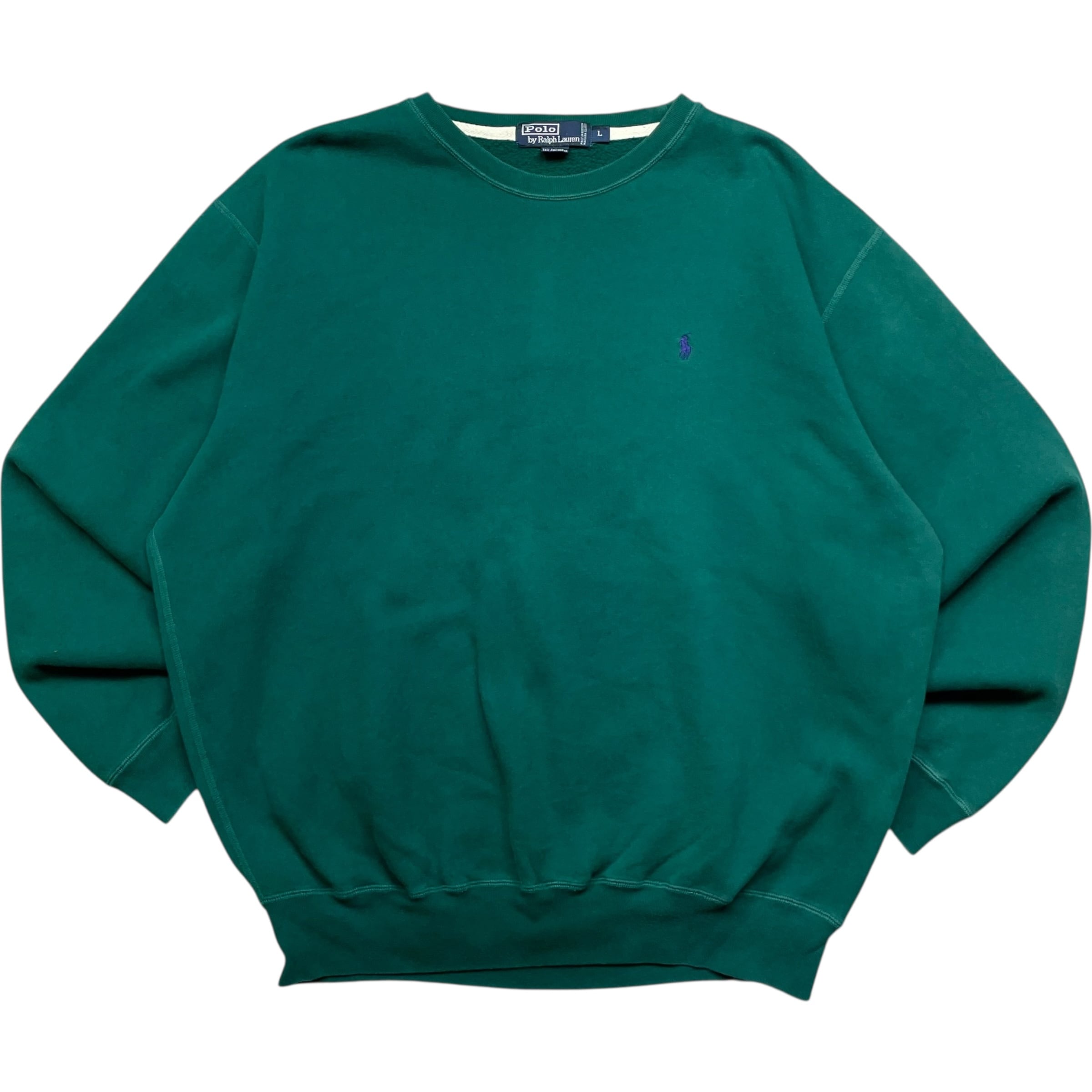 《L》 Polo by Ralph Lauren ポロバイラルフローレン スウェット ポニー ワンポイント グリーン 90年代 vintage no.9008