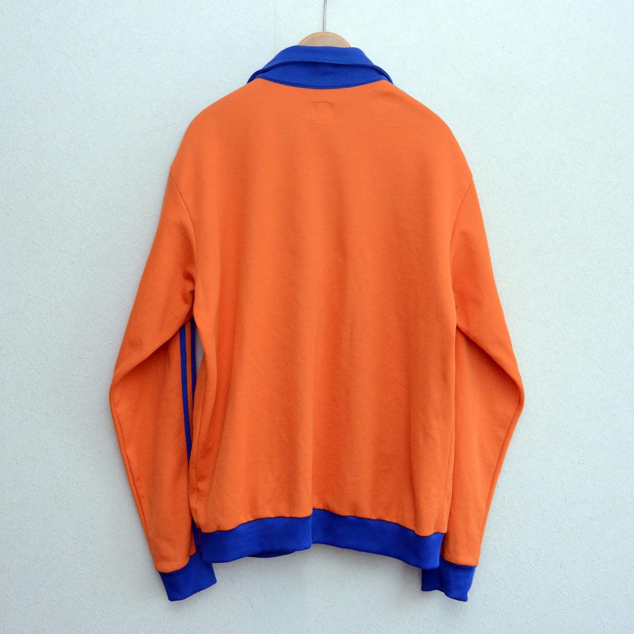 アディダス トラックジャケット 古着 00s 青 オレンジ L 19223 adidas - 00年代 ビンテージ adidas 胸刺繍プリント 3本ライントラック