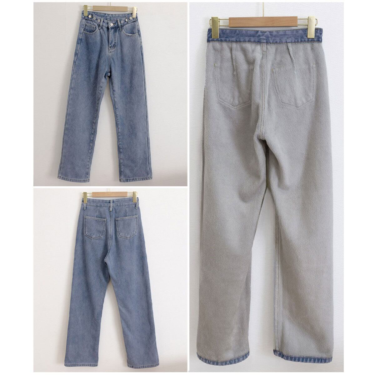 デニム パンツ 裏起毛 ストレート ジーンズ レディース 秋冬 防寒 保温 暖かい 韓国 大人 カジュアル おしゃれ ゆったり フリースデニム 体型カバー 裏ボアジーンズ 大人可愛い 大人女子