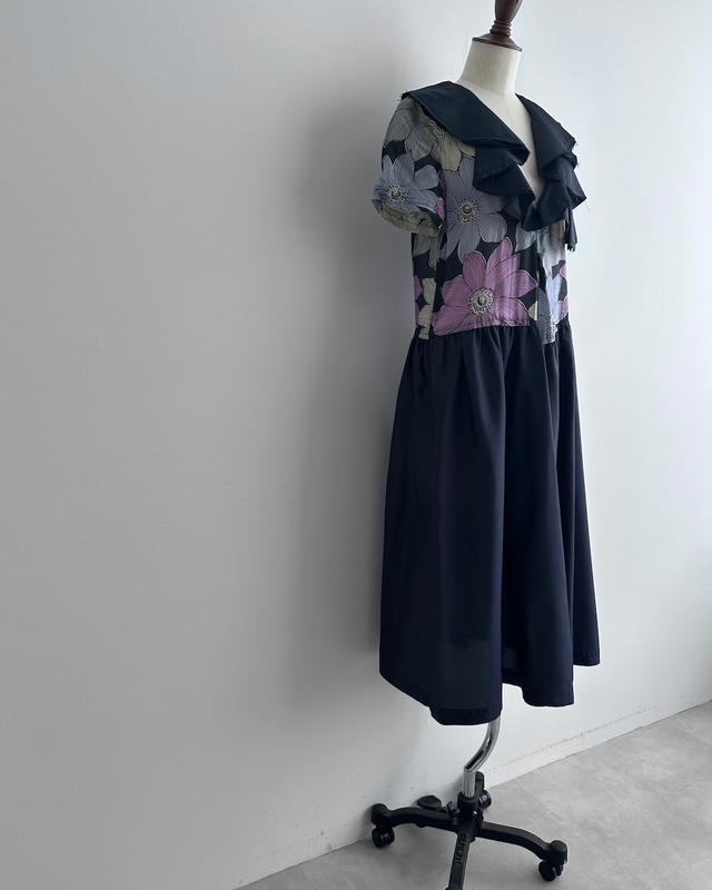 tricot COMME des GARÇONS　FLORAL  RUFFLE COLLAR DRESS　