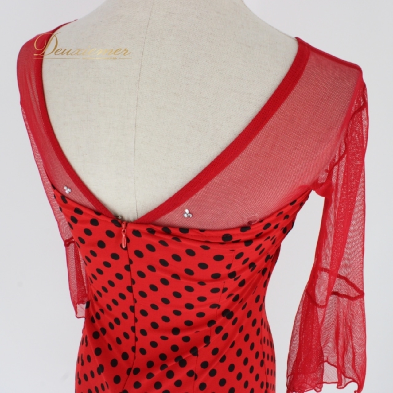 社交ダンス 衣装 ラテン ドレス ワンピース パーティドレス Create-Sun クリエイトサン 水玉 ドット 赤 黒 ブラック系 レッド系 レース レトロ かわいい ファッション 女性用 ダンス ウェア 通販 おしゃれ パーティー用 ステージ衣装 コスプレ ドレッシー 着心地良い 伸縮性あり 人気商品 セクシー デザイン 商品番号 揃いコーデ 結婚式 二次会