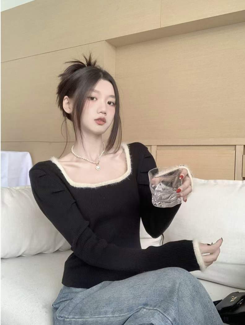 バイカラーパイピング ニット　AJ1079-1321