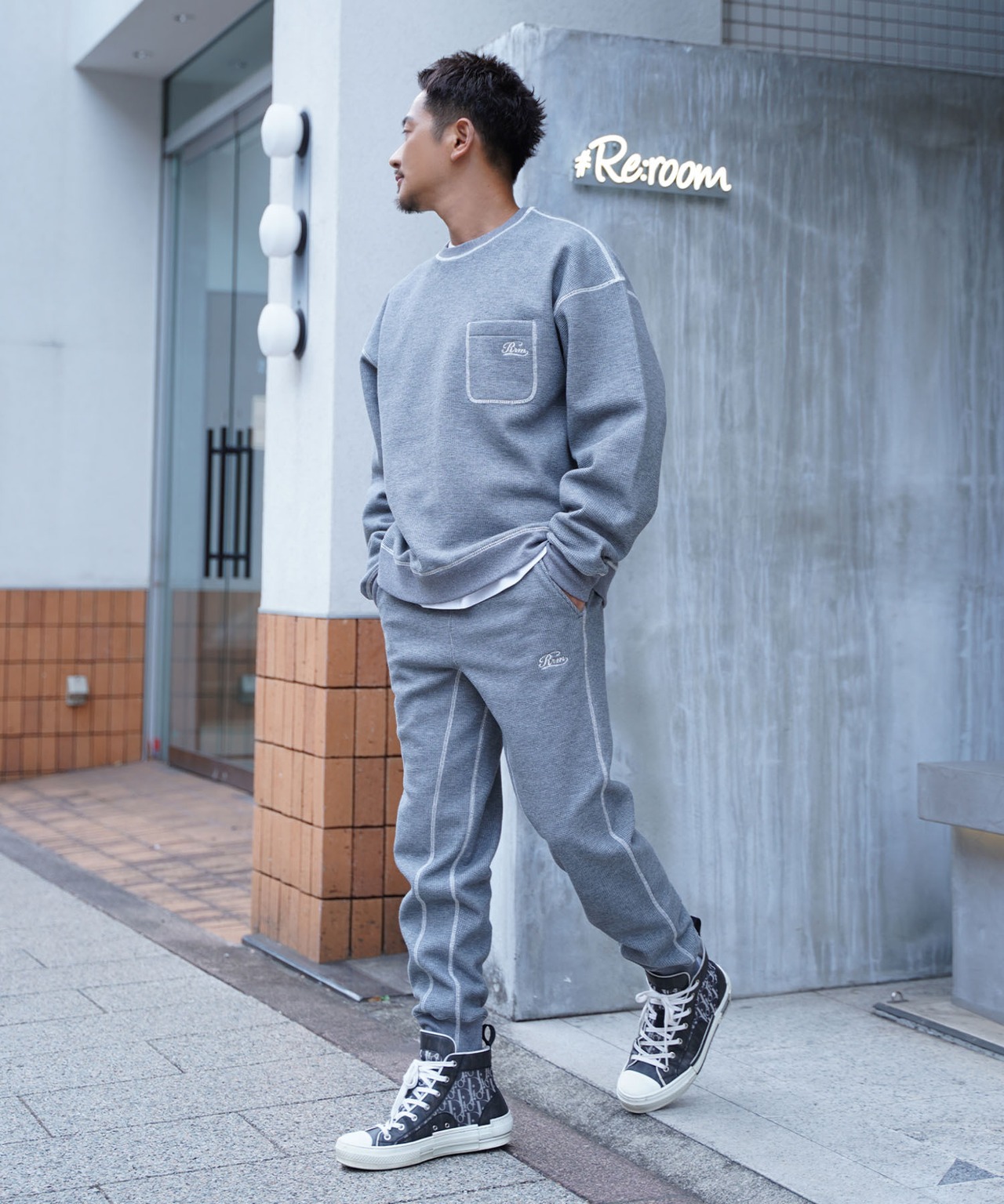 【#Re:room】HEAVY WAFFLE JOG PANTS［REP237］