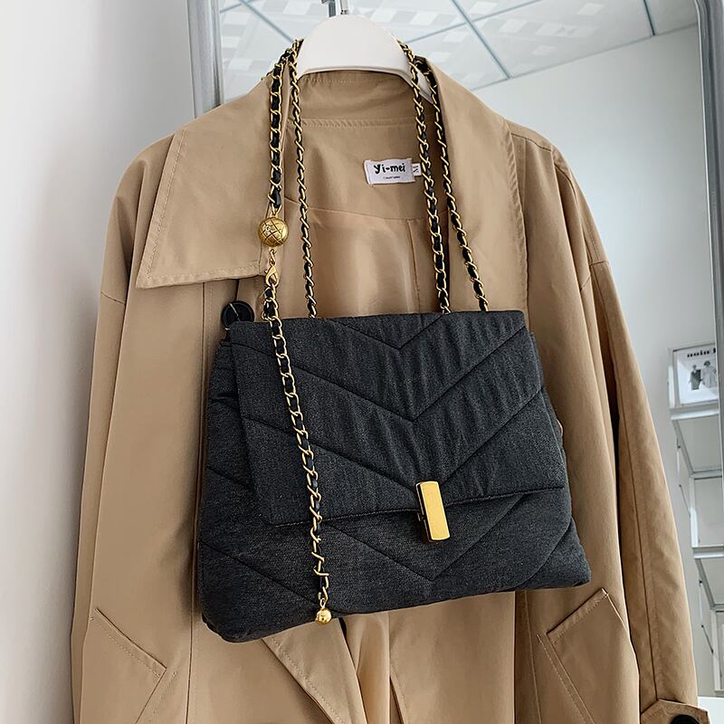 チェーン オータムウィンタースタイル 秋物 冬物 スクウェア メッセンジャーバッグ 手作りハンドバック27557002203