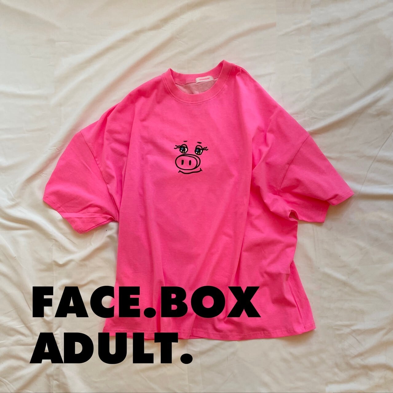 大人)FACE.BOX T - Neon Pink | RYOKKUMi.りょくみ/韓国子供服
