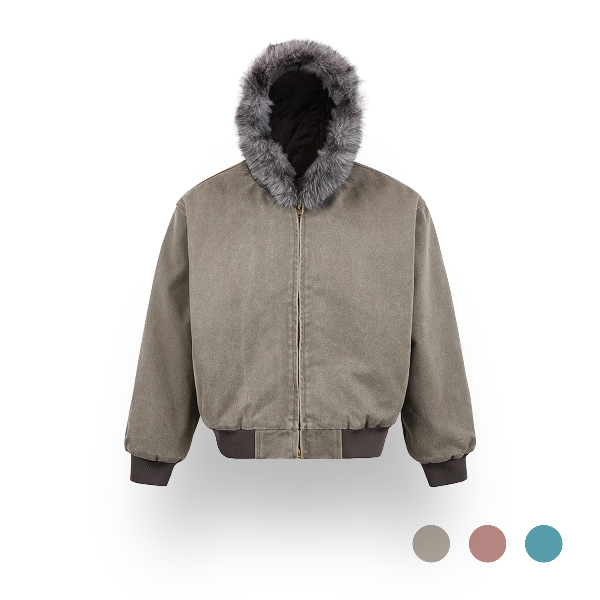 ファーフーディデザインジャケット_< 3:color >