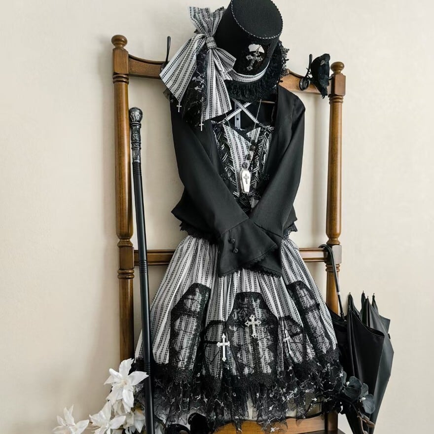 棺魔師の教会モチーフ3点セット｜修道女風で静謐ゴスロリ上下完成