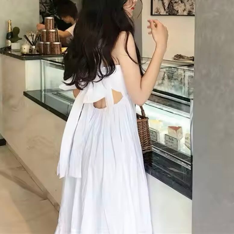 ロングフレアバックリボンサマードレス