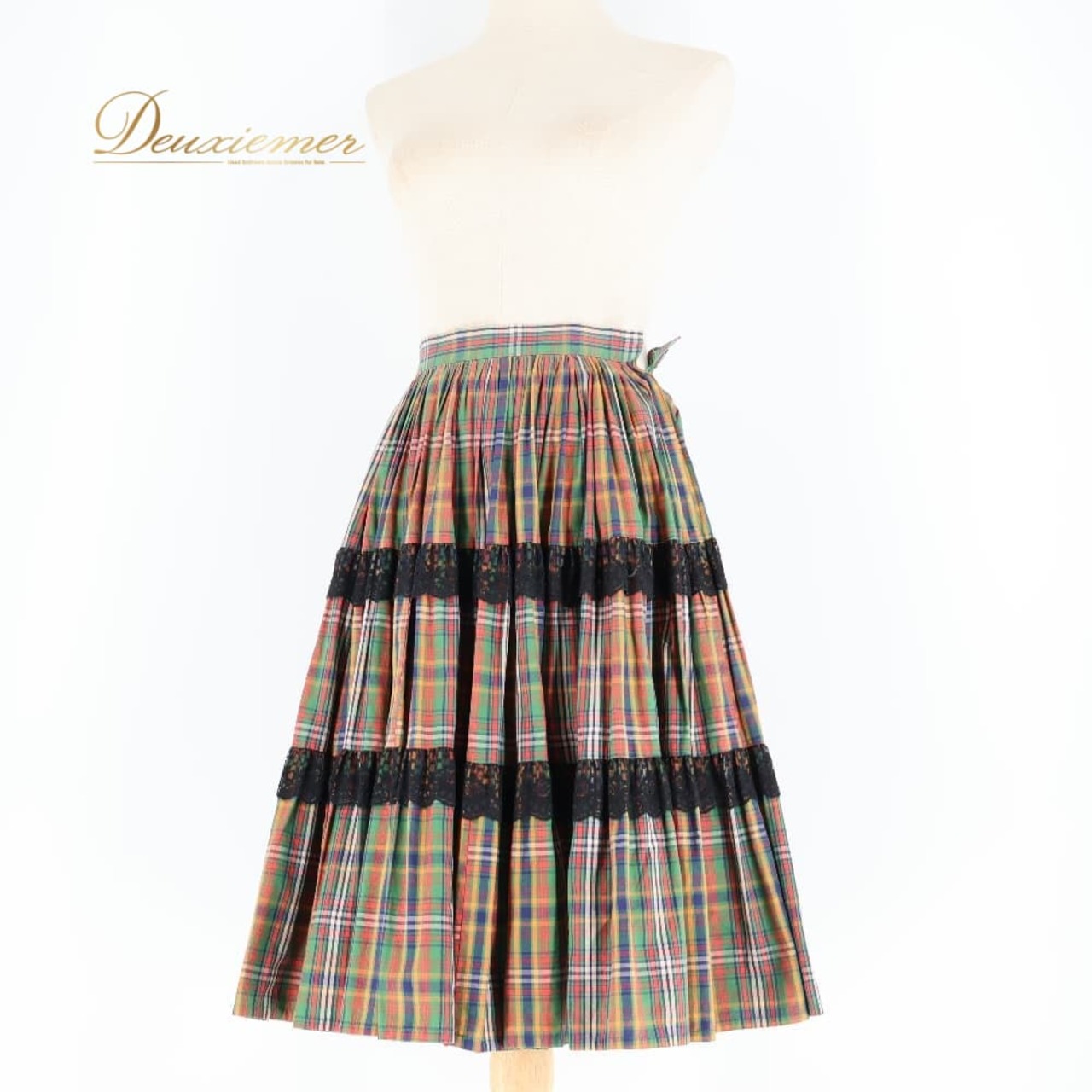 フォークダンス 衣装 スカート グリーン系 チェック柄 カラフル レース 緑 黒 青 赤 チロリアン チロルスカート カントリー かわいい ダンス衣装 イベント 練習 レッスン ブラック系 ブルー系 レッド系 オレンジ系