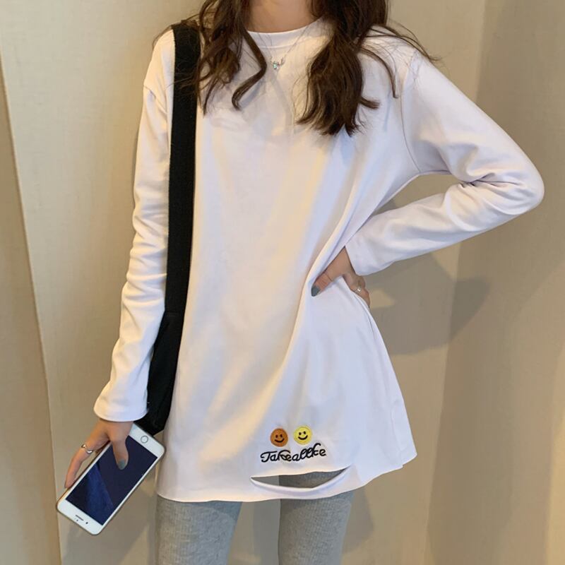 スプリングルーズTシャツ シャツ サマーホワイトトップス ロング 春物 夏物 スーパーモール57682113610