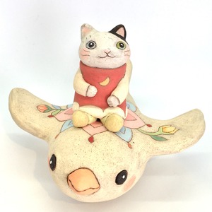 【月魚ひろこ】立体作品「ねこさんとトリさん」