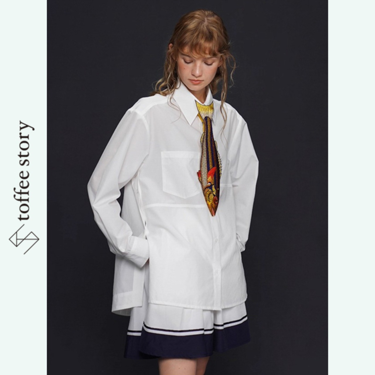 青と黄金の詩を泳ぐフィッシュネクタイ 《C0240》