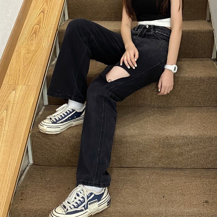 サマーダークルーズジーンズ カジュアルパンツ スタイルハイウェストウェスト ストリート 夏物 ケッペル85374135404