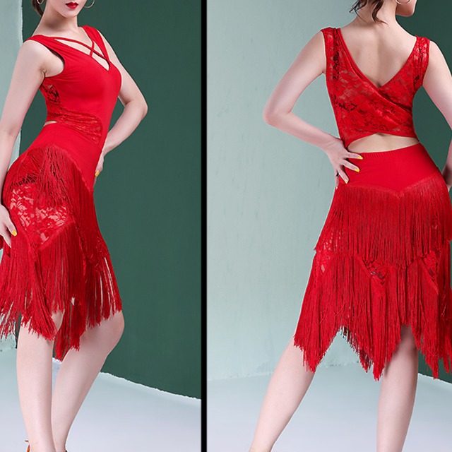 クロスライン フリンジラテンドレス　ds1243