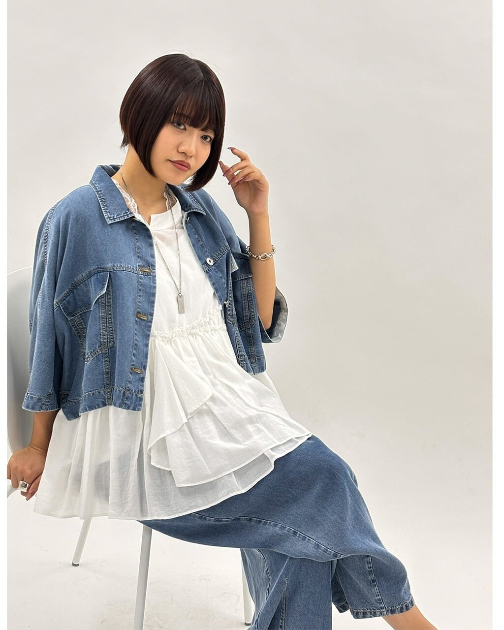 SALE【ayane】コットンボイルギャザー切り替えブラウス 826522 アヤン