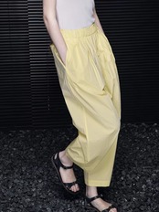 イエローカジュアルストレートワイドパンツ