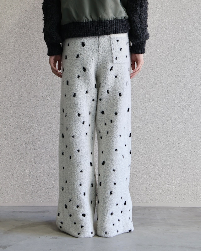 Oscar Ouyang AW25/Black spotted cream wool fleece knit joggers
