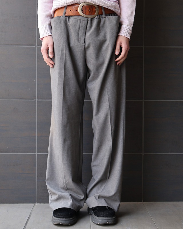 Gray wide straight slacks