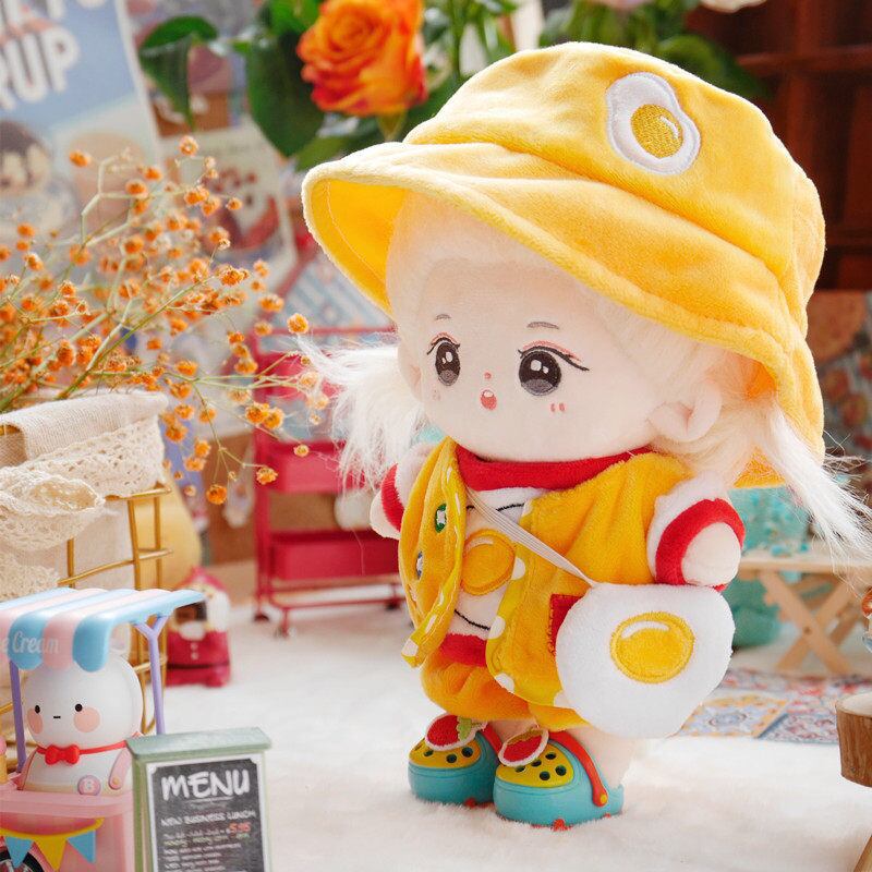 20cmぬいぐるみ用 目玉焼き刺繍トップス+パンツ+帽子+ベスト+バッグ