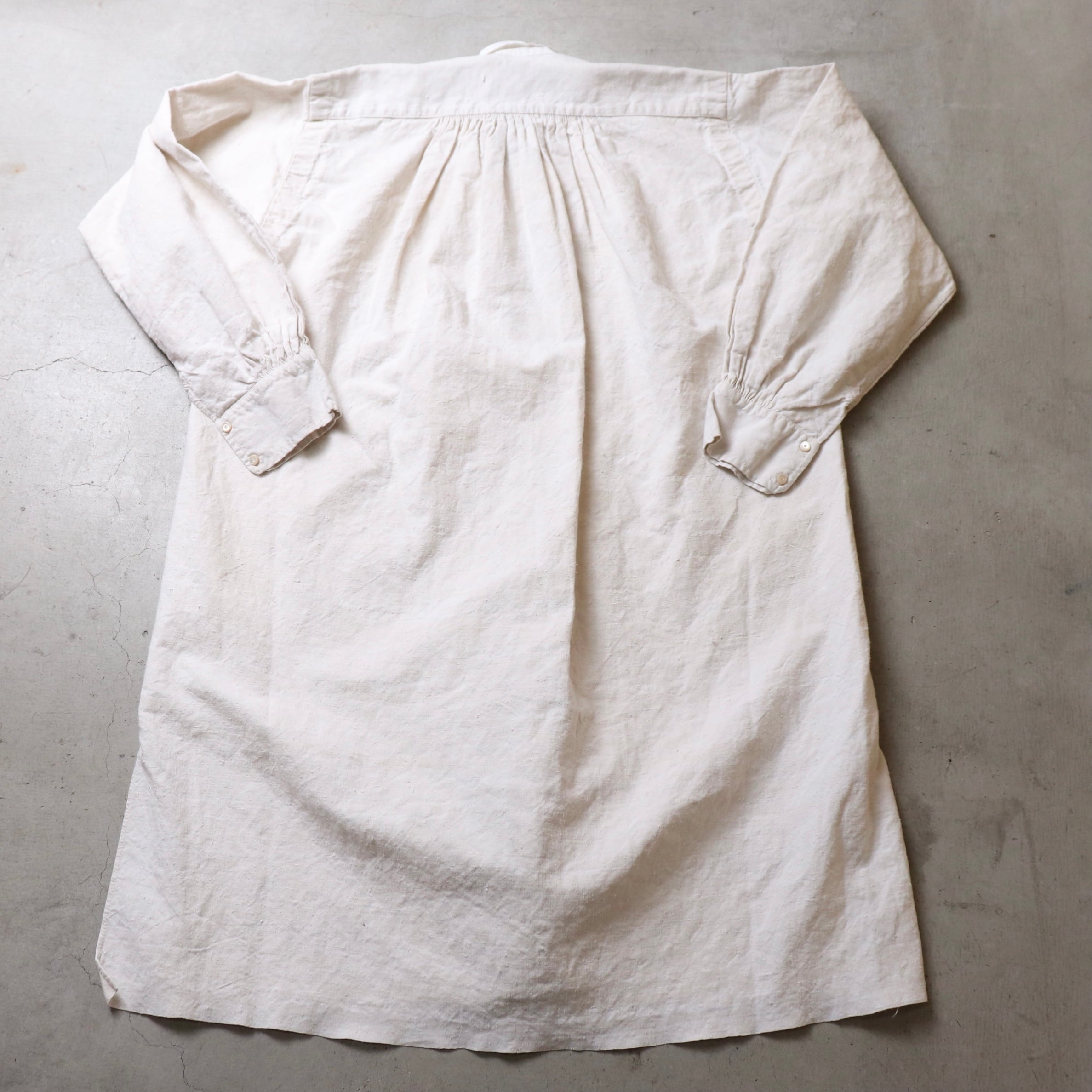 身幅61【1900s〜20s】French Linen Grandpa Shirts