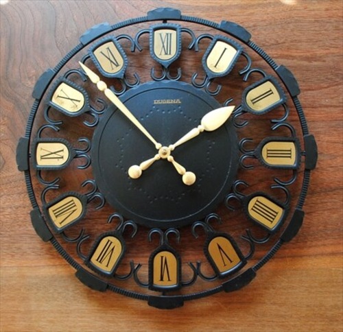 ドイツ製 Dugena アイアンフレーム 壁時計 ドゥゲナ 電池式 ヴィンテージ 鋳物 壁掛け時計 アンティーク ig1043