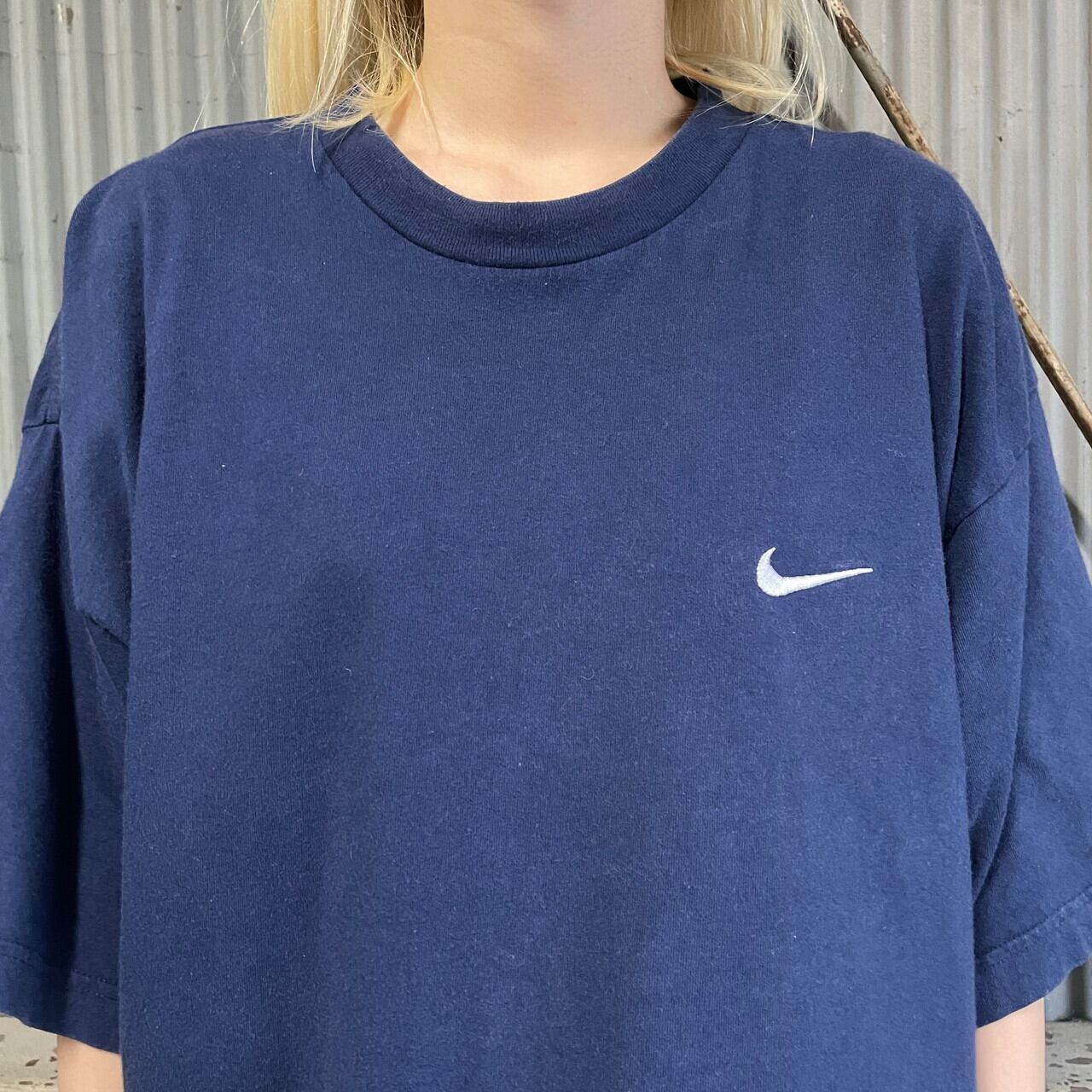 00年代 NIKE ナイキ スモールスウォッシュ 刺繍 Tシャツ メンズXL 古着