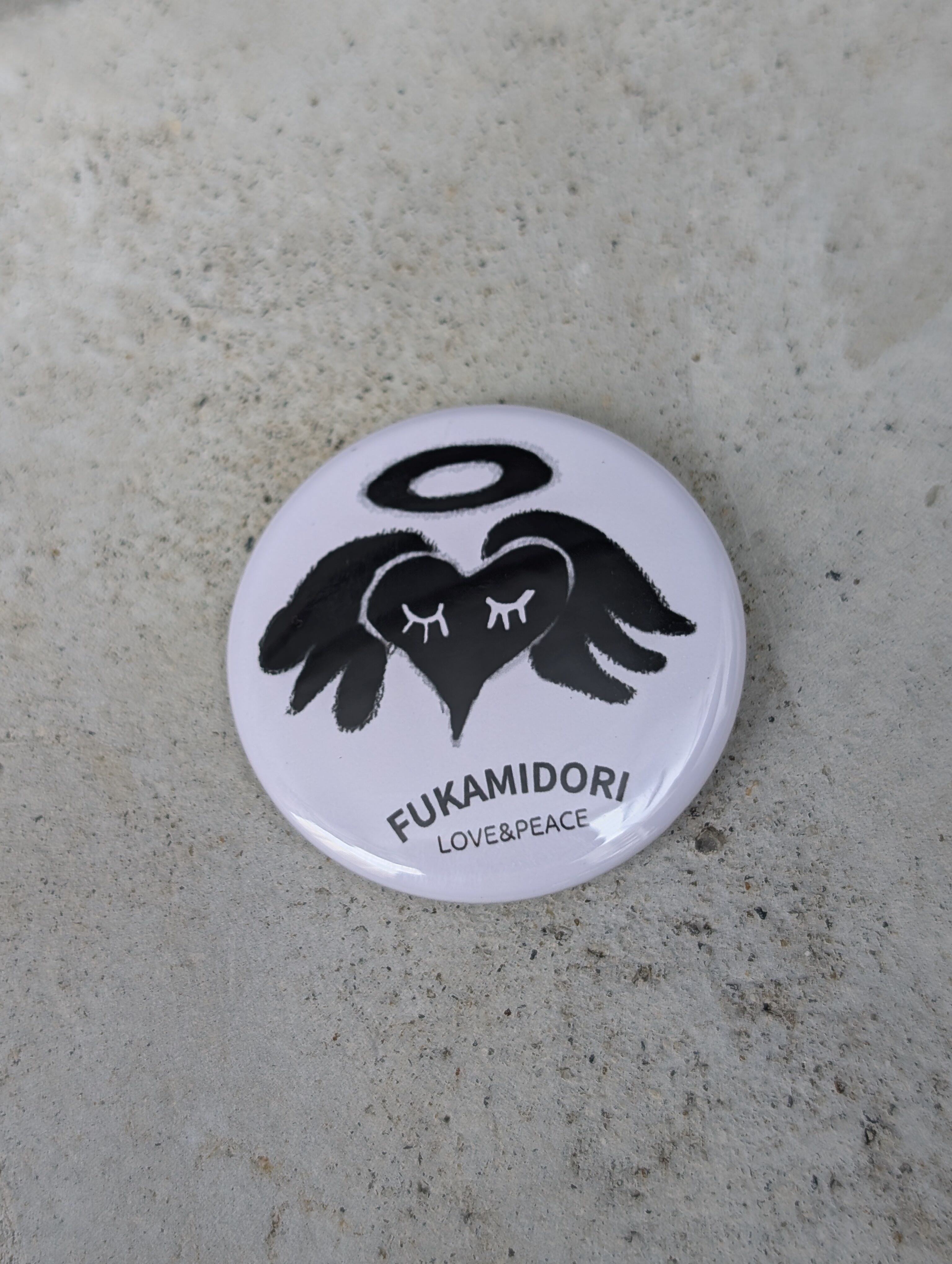"深緑" ORIGINAL pinback button / ANGEL HEART / WHITE