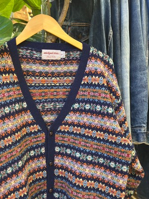 MICHAEL ROSS WOOL JACQUARD CARDIGAN
